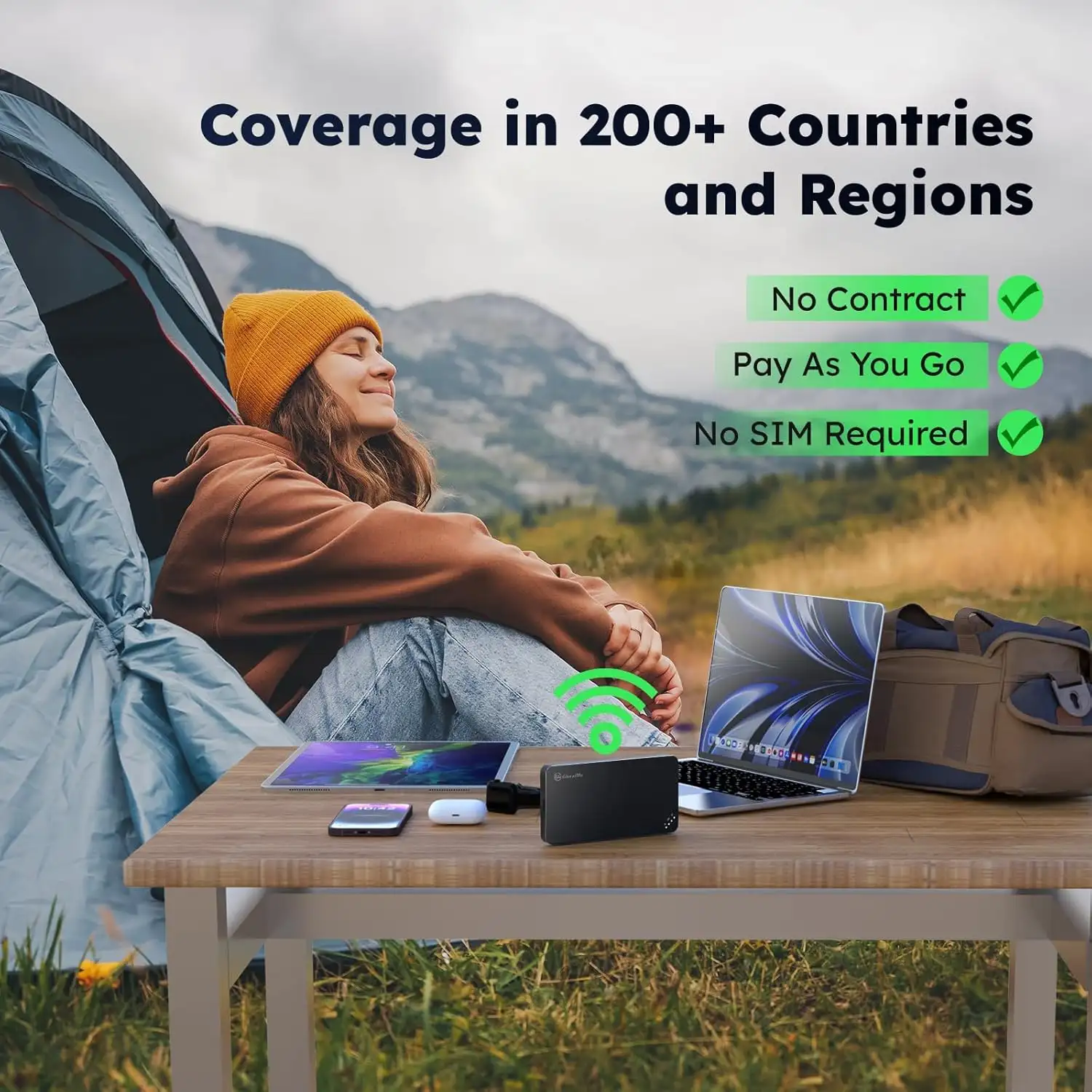 GlocalMe U3 4G LTE, 200+ Countries, No SIM Card Needed, 10 Connected Devices, 1GB Data 30 Days, U3 Black - 71_IUE1